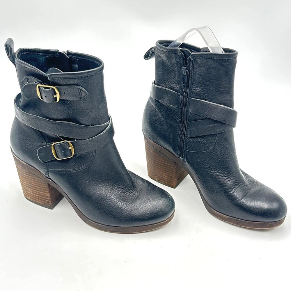Lucky Brand Orenzo Black Leather Moto Booties - SIZE 8.5